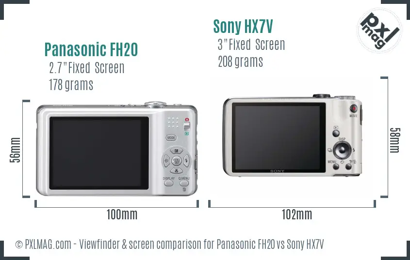 Panasonic FH20 vs Sony HX7V Screen and Viewfinder comparison
