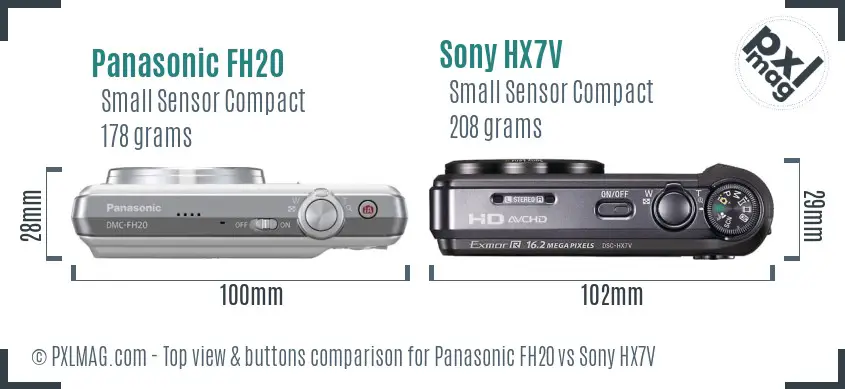 Panasonic FH20 vs Sony HX7V top view buttons comparison