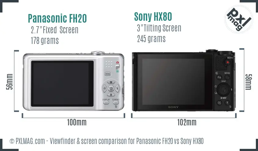 Panasonic FH20 vs Sony HX80 Screen and Viewfinder comparison