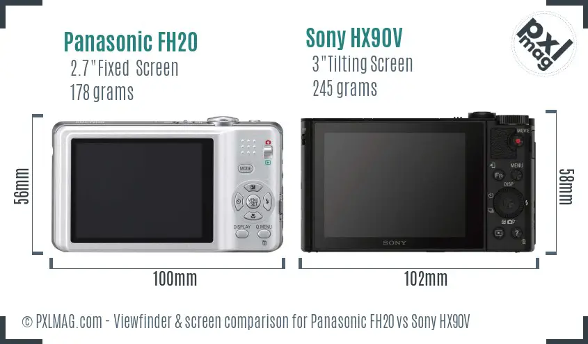 Panasonic FH20 vs Sony HX90V Screen and Viewfinder comparison