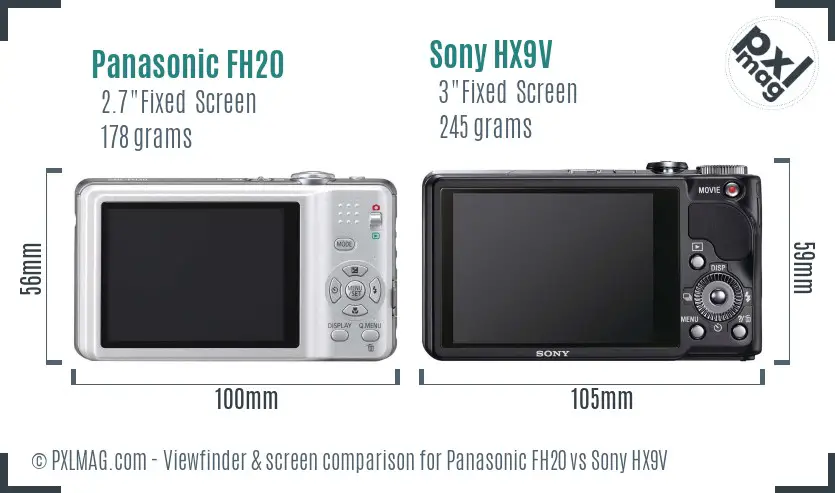Panasonic FH20 vs Sony HX9V Screen and Viewfinder comparison
