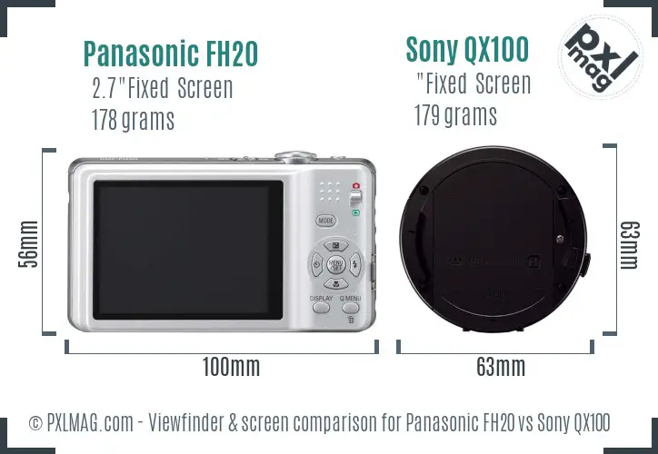 Panasonic FH20 vs Sony QX100 Screen and Viewfinder comparison