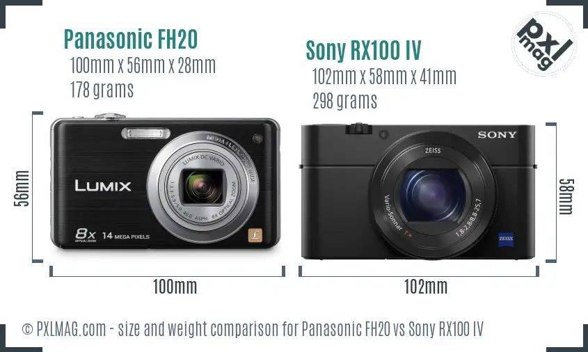 Panasonic FH20 vs Sony RX100 IV size comparison