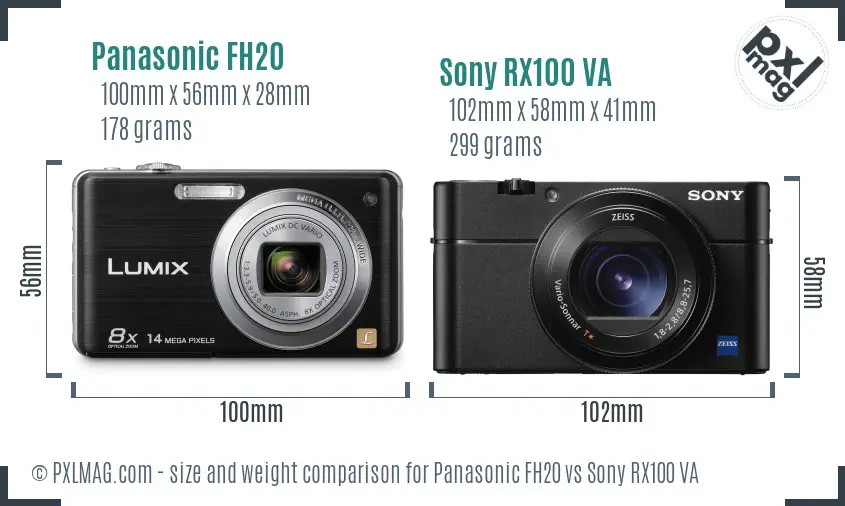 Panasonic FH20 vs Sony RX100 VA size comparison