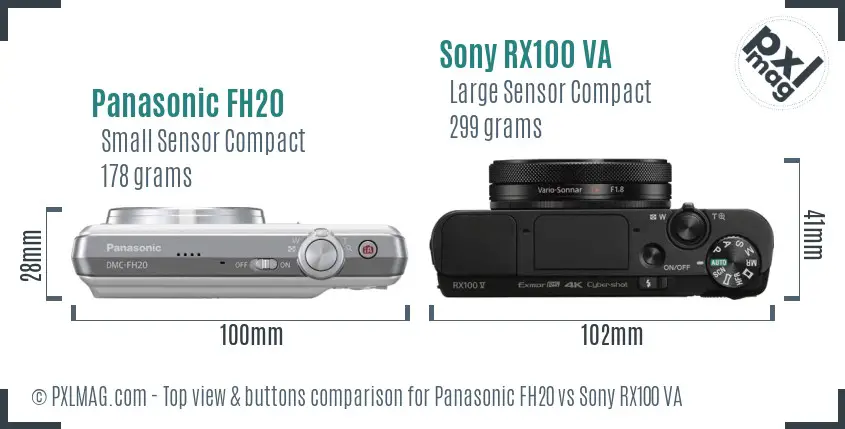 Panasonic FH20 vs Sony RX100 VA top view buttons comparison