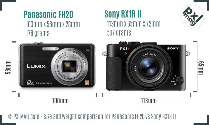 Panasonic FH20 vs Sony RX1R II size comparison