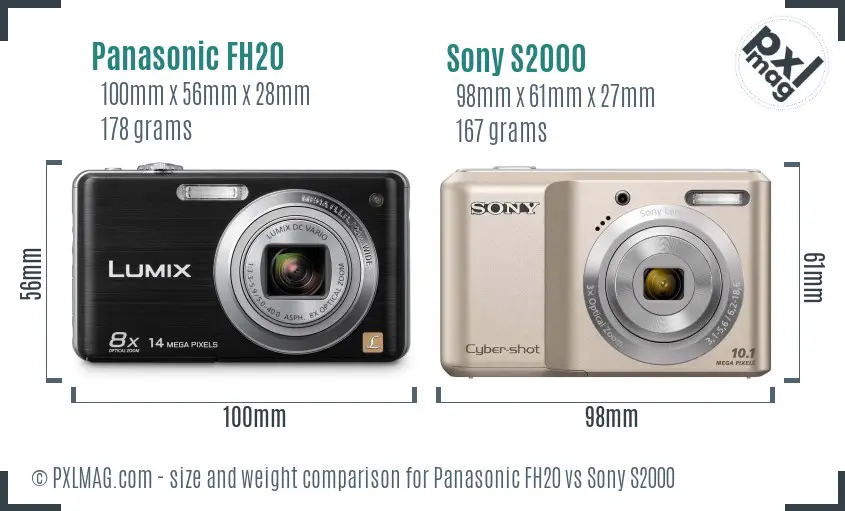 Panasonic FH20 vs Sony S2000 size comparison