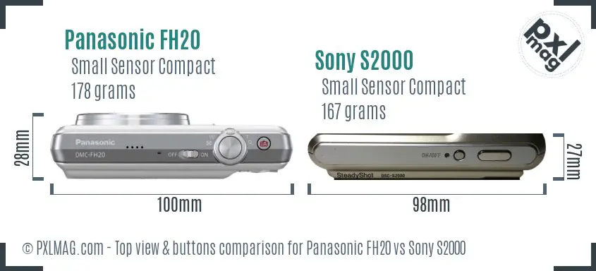 Panasonic FH20 vs Sony S2000 top view buttons comparison
