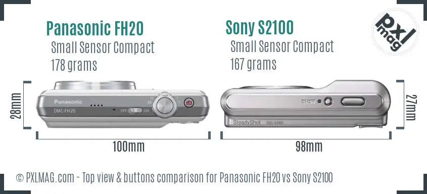 Panasonic FH20 vs Sony S2100 top view buttons comparison