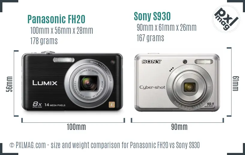 Panasonic FH20 vs Sony S930 size comparison