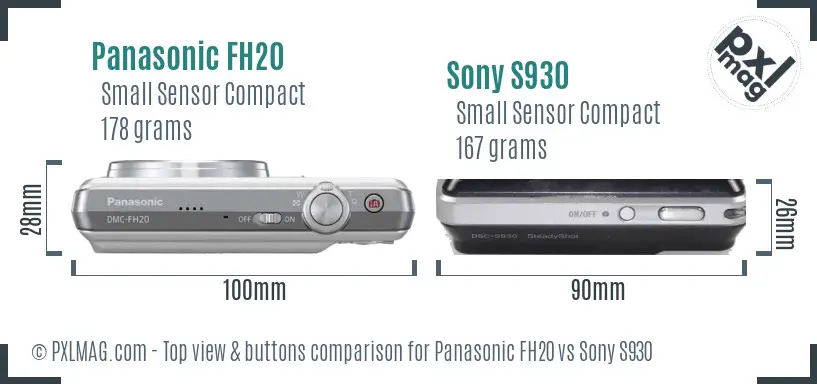 Panasonic FH20 vs Sony S930 top view buttons comparison