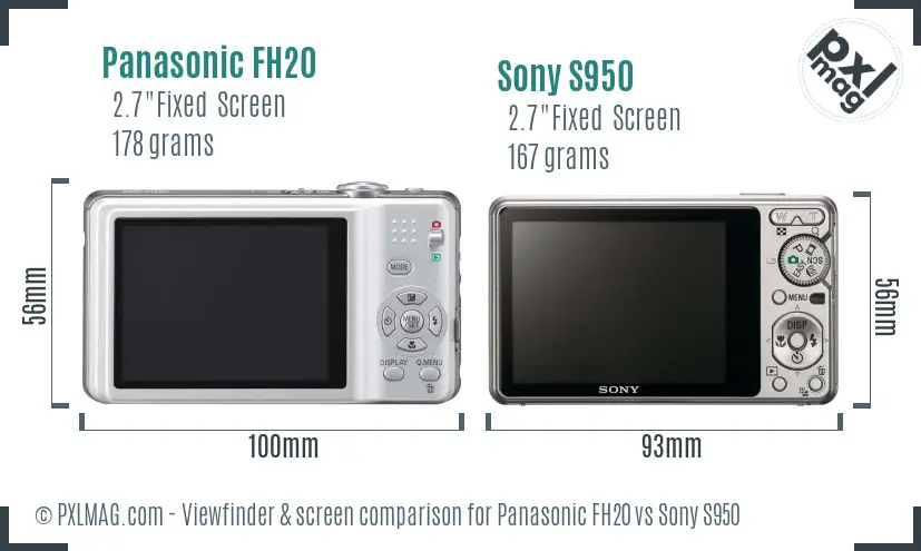 Panasonic FH20 vs Sony S950 Screen and Viewfinder comparison
