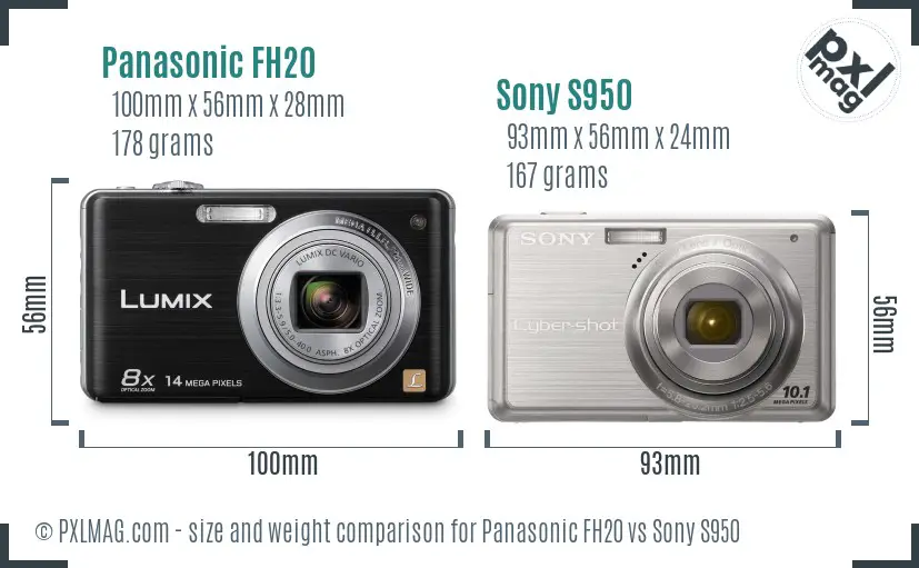 Panasonic FH20 vs Sony S950 size comparison