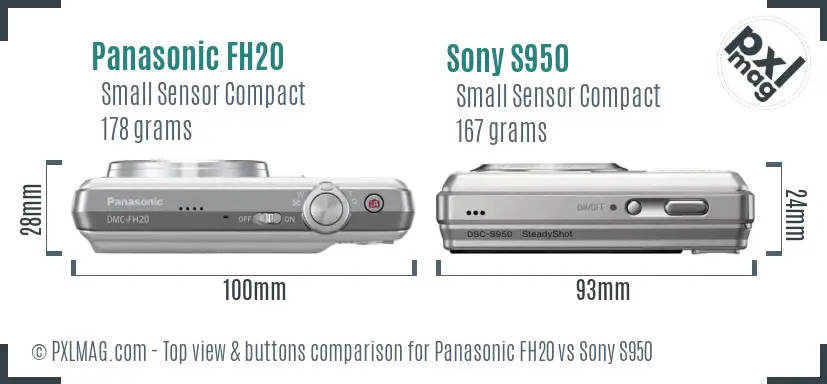 Panasonic FH20 vs Sony S950 top view buttons comparison