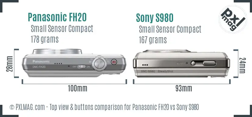 Panasonic FH20 vs Sony S980 top view buttons comparison