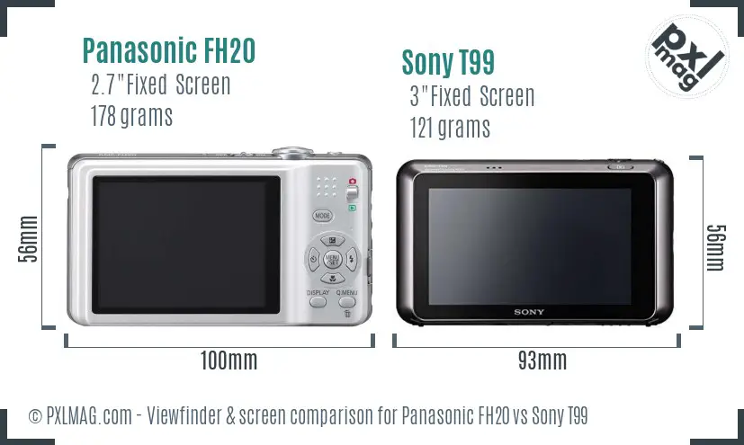 Panasonic FH20 vs Sony T99 Screen and Viewfinder comparison