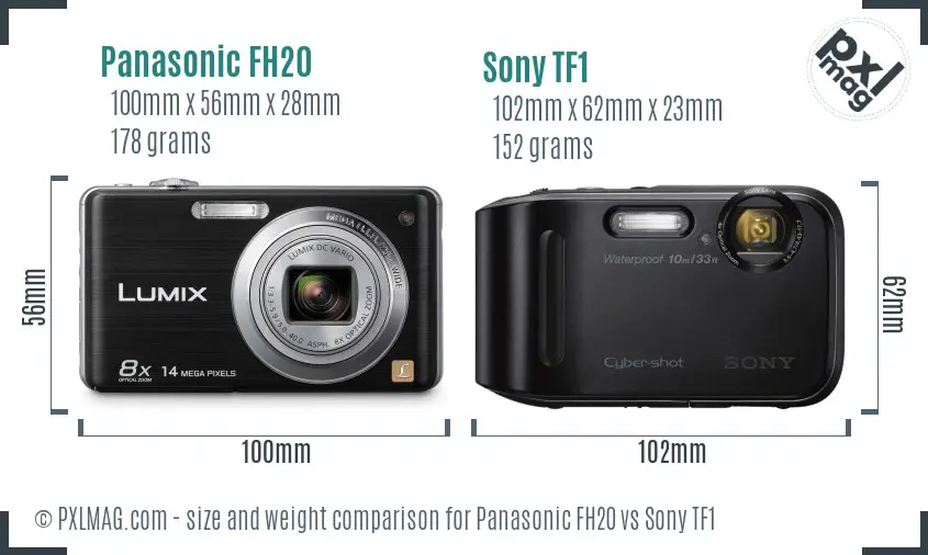 Panasonic FH20 vs Sony TF1 size comparison