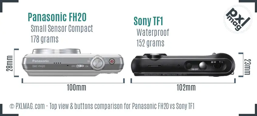 Panasonic FH20 vs Sony TF1 top view buttons comparison