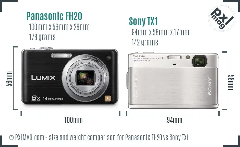 Panasonic FH20 vs Sony TX1 size comparison