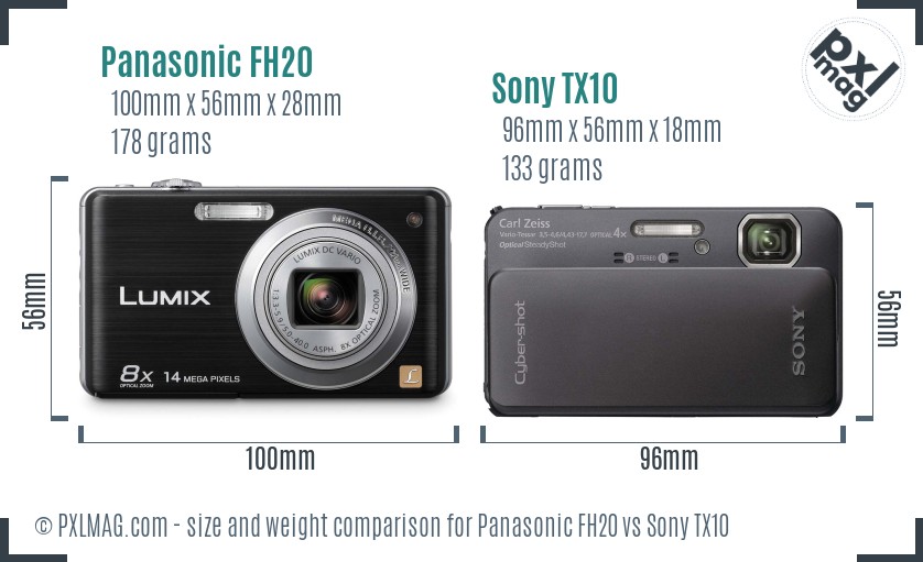 Panasonic FH20 vs Sony TX10 size comparison