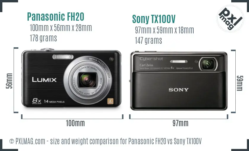 Panasonic FH20 vs Sony TX100V size comparison