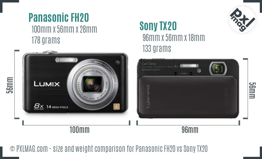 Panasonic FH20 vs Sony TX20 size comparison