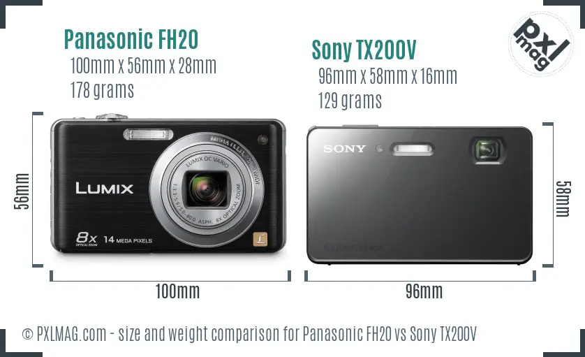Panasonic FH20 vs Sony TX200V size comparison