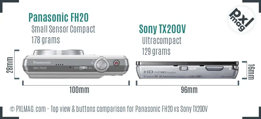 Panasonic FH20 vs Sony TX200V top view buttons comparison
