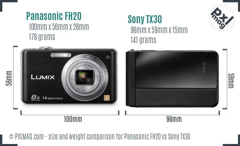 Panasonic FH20 vs Sony TX30 size comparison