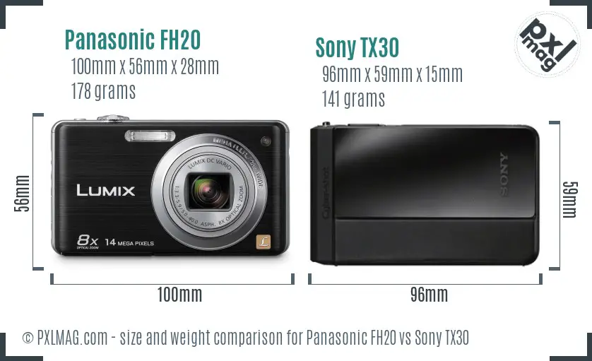 Panasonic FH20 vs Sony TX30 size comparison Panasonic FH20 vs Sony TX30 size comparison