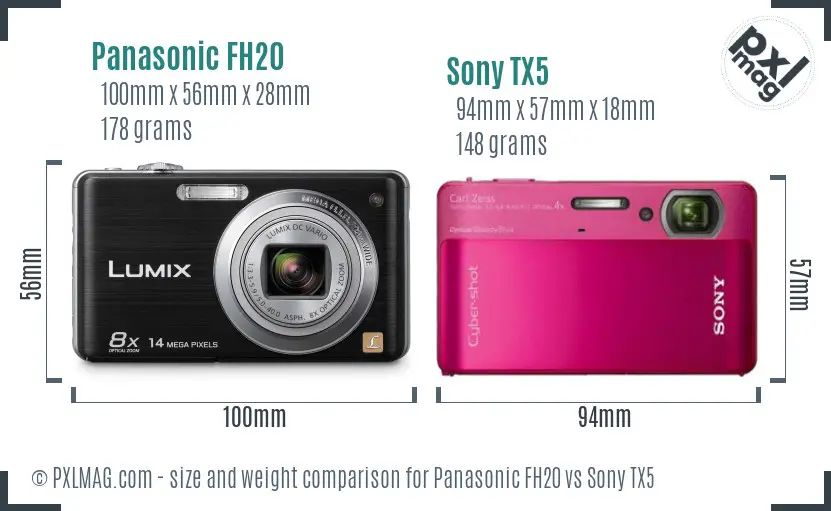 Panasonic FH20 vs Sony TX5 size comparison