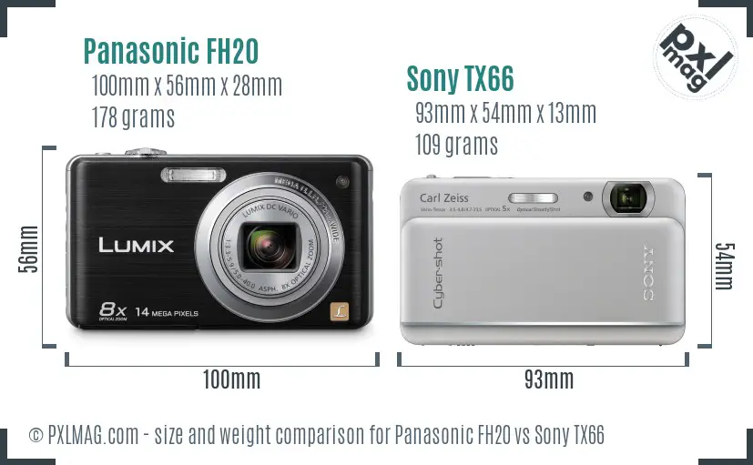 Panasonic FH20 vs Sony TX66 size comparison