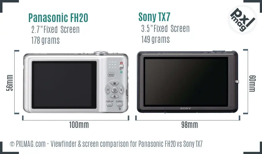 Panasonic FH20 vs Sony TX7 Screen and Viewfinder comparison