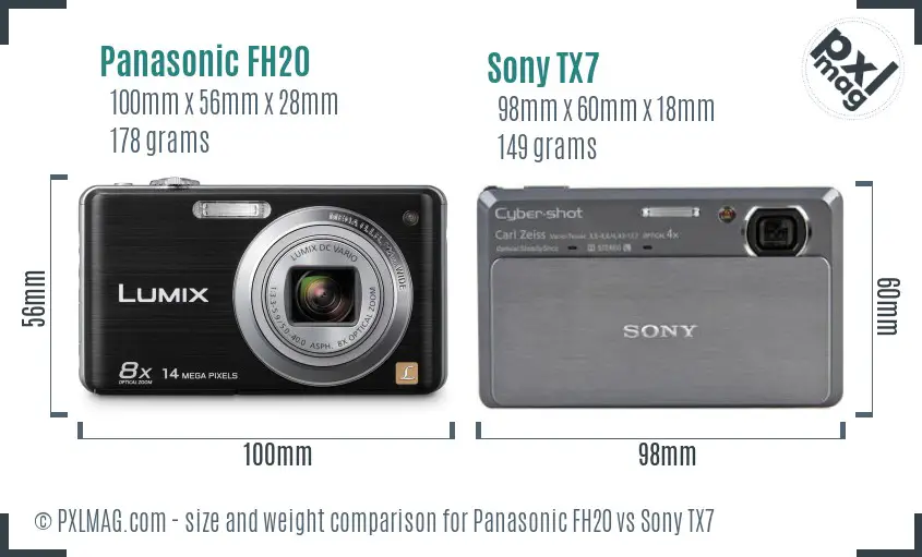 Panasonic FH20 vs Sony TX7 size comparison