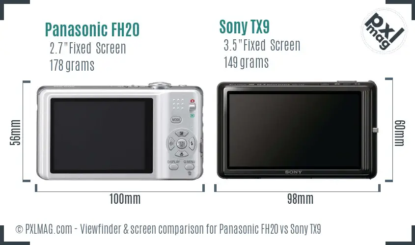 Panasonic FH20 vs Sony TX9 Screen and Viewfinder comparison