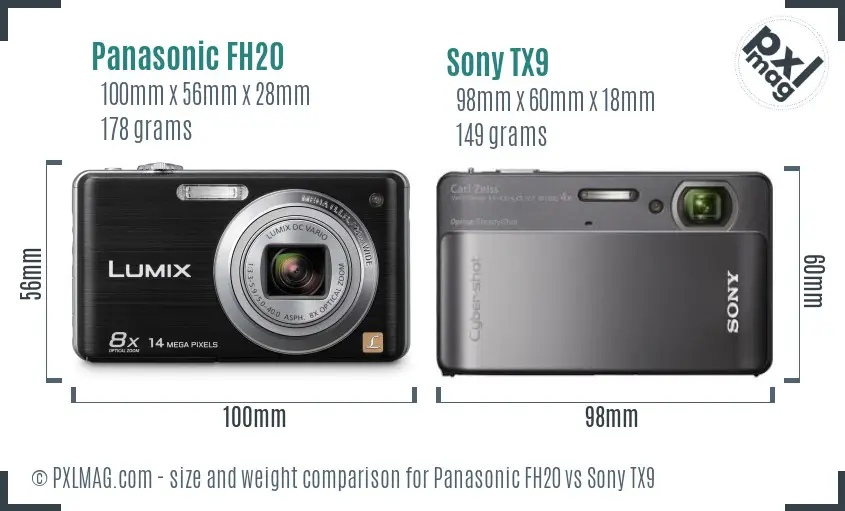 Panasonic FH20 vs Sony TX9 size comparison