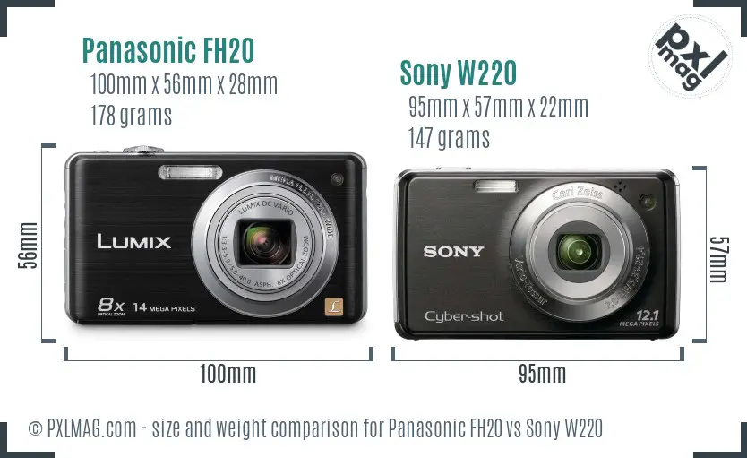 Panasonic FH20 vs Sony W220 size comparison