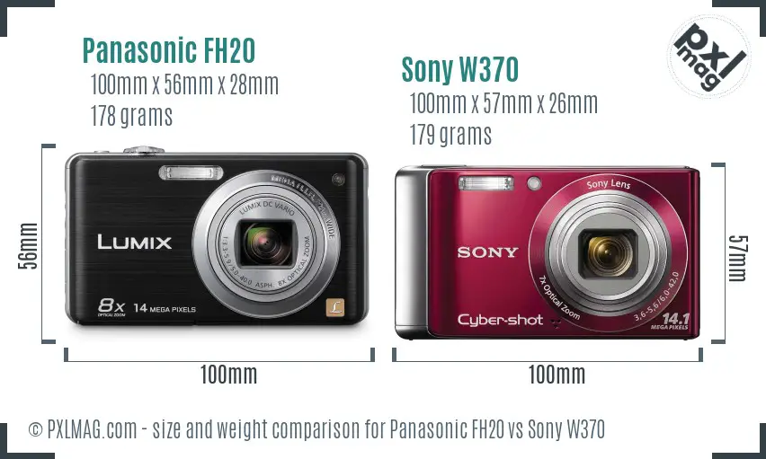 Panasonic FH20 vs Sony W370 size comparison