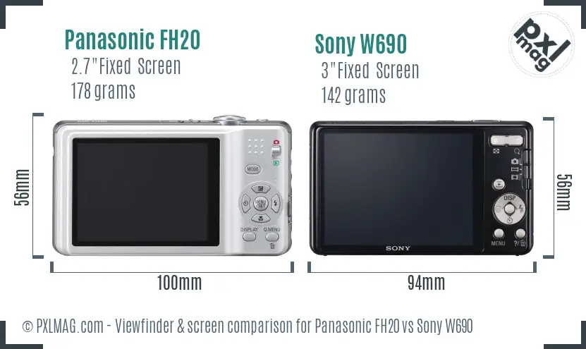 Panasonic FH20 vs Sony W690 Screen and Viewfinder comparison