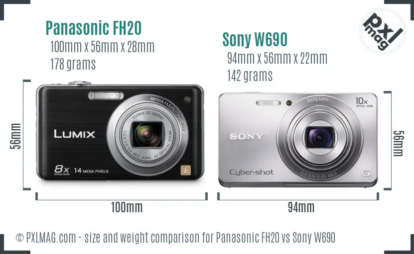 Panasonic FH20 vs Sony W690 size comparison