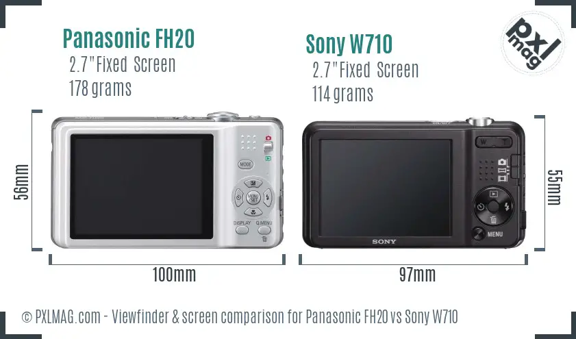 Panasonic FH20 vs Sony W710 Screen and Viewfinder comparison