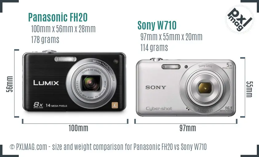 Panasonic FH20 vs Sony W710 size comparison