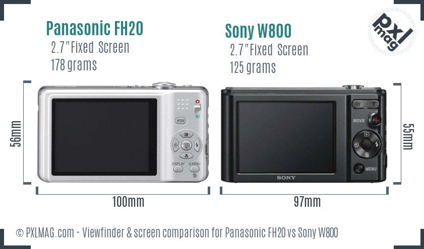 Panasonic FH20 vs Sony W800 Screen and Viewfinder comparison