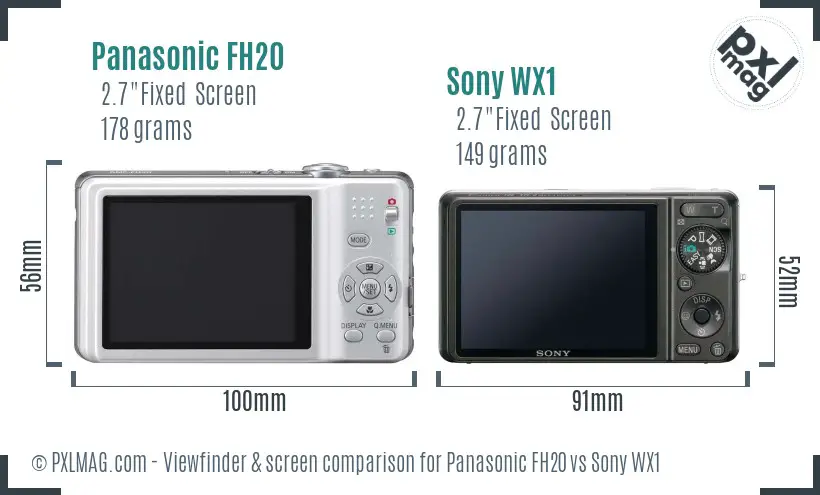 Panasonic FH20 vs Sony WX1 Screen and Viewfinder comparison