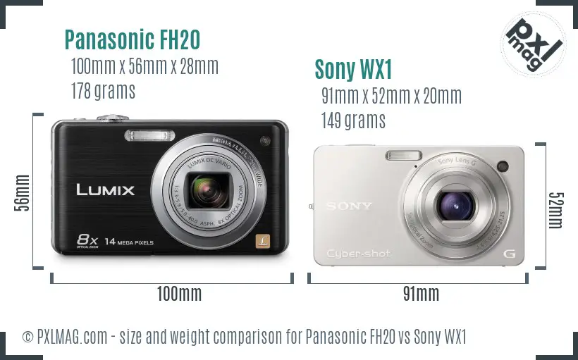 Panasonic FH20 vs Sony WX1 size comparison