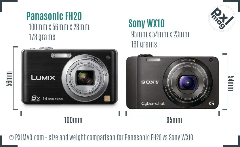 Panasonic FH20 vs Sony WX10 size comparison