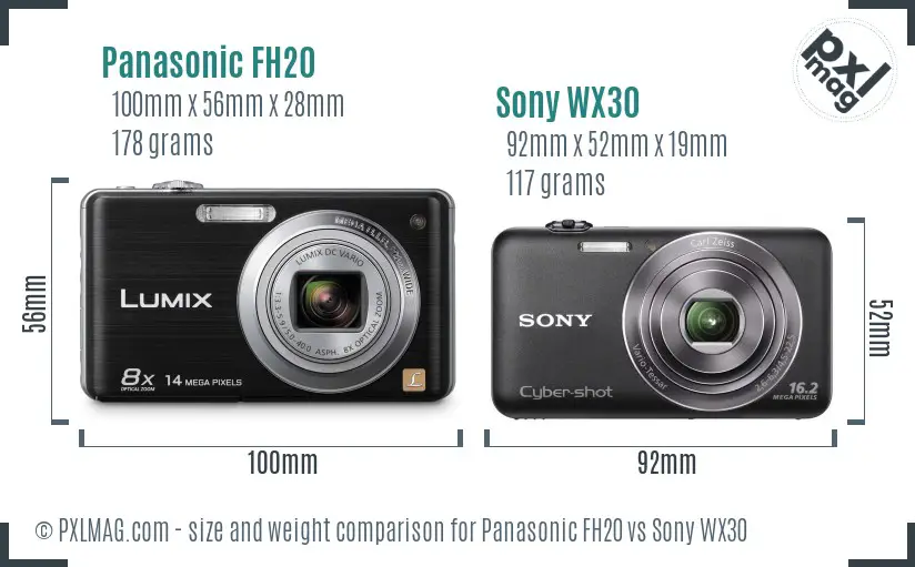 Panasonic FH20 vs Sony WX30 size comparison