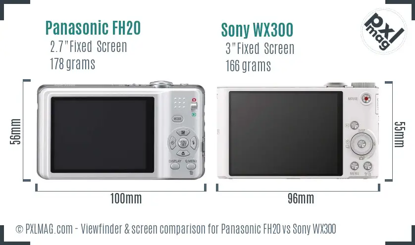 Panasonic FH20 vs Sony WX300 Screen and Viewfinder comparison