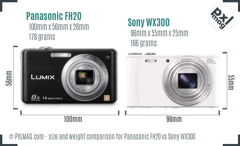 Panasonic FH20 vs Sony WX300 size comparison