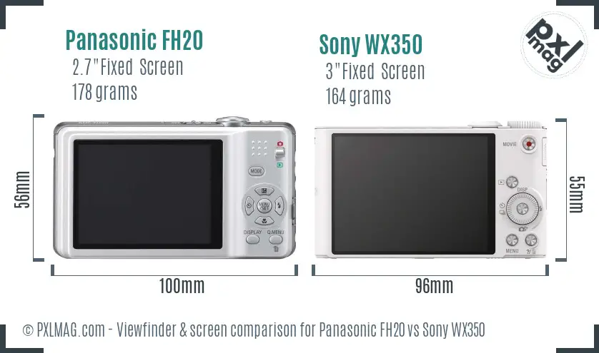 Panasonic FH20 vs Sony WX350 Screen and Viewfinder comparison
